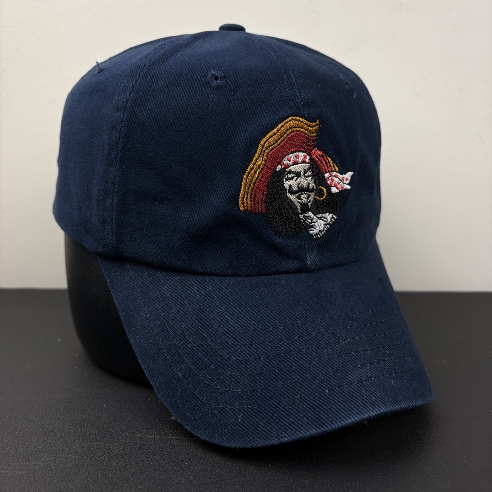 Vintage Captain Morgan Rum Navy Blue Embroidered Mascot Strapback Dad Hat Cap